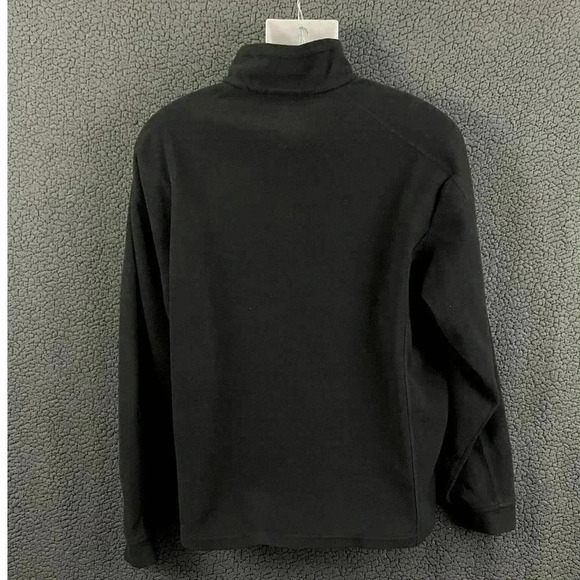 LL Bean Black Fleece Pullover Sweater LARGE Mens Casual 1/4 Zip Long Sleeve - Picture 2 of 6